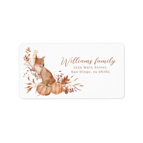 Little Pumpkin Fox Woodland Animal Label