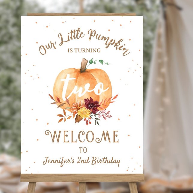 Little Pumpkin Gender Neutral 2nd Birthday Welcome Foam Board (Creator Uploaded)