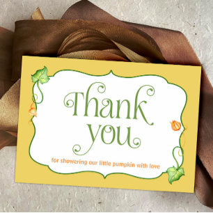 Little Pumpkin Gender Neutral Autumn Baby Shower Thank You Card