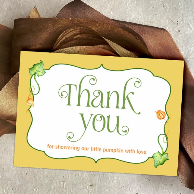 Little Pumpkin Gender Neutral Autumn Baby Shower Thank You Card (Little Pumpkin on the Way Autumn Fairytale Baby Shower Thank You Card)