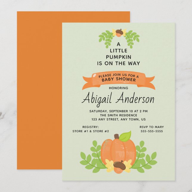 Little Pumpkin | Gender Neutral Baby Shower Invitation (Front/Back)