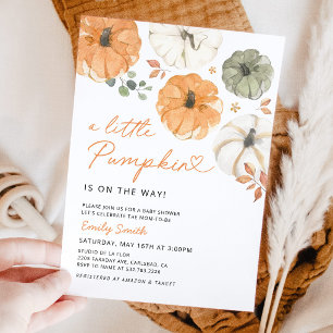 Little Pumpkin Gender Neutral Baby Shower Invitation