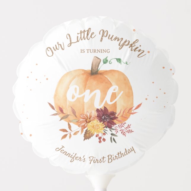 Little Pumpkin Gender Neutral Fall 1st Birthday  Balloon (Front)