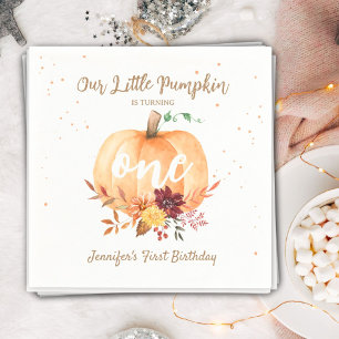Little Pumpkin Gender Neutral Fall 1st Birthday Napkins