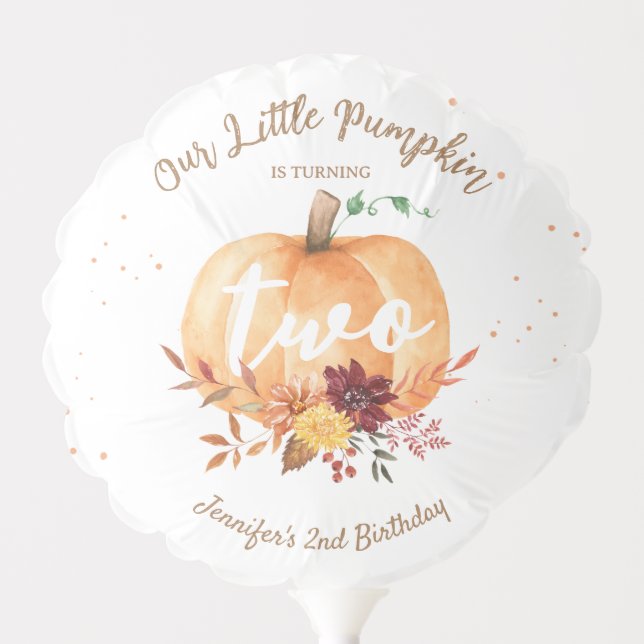 Little Pumpkin Gender Neutral Fall 2nd Birthday  Balloon (Front)