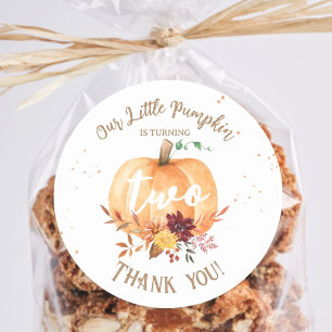 Little Pumpkin Gender Neutral Fall 2nd Birthday Classic Round Sticker