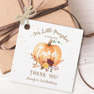 Little Pumpkin Gender Neutral Fall 2nd Birthday Favor Tags