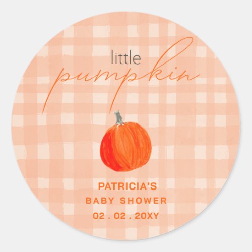 Little Pumpkin Gender Neutral Fall Baby Shower Classic Round Sticker