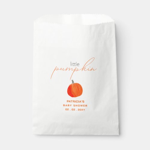 Little Pumpkin Gender Neutral Fall Baby Shower Favor Bag