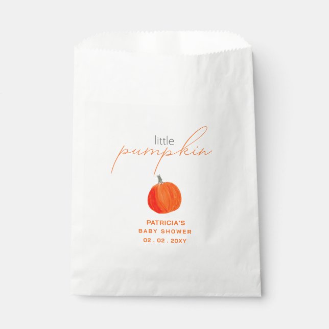 Little Pumpkin Gender Neutral Fall Baby Shower Favor Bag (Front)