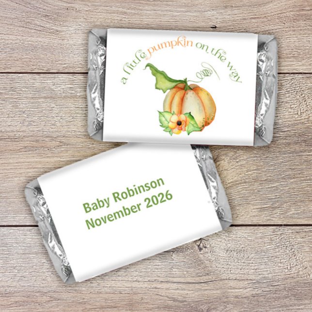 Little Pumpkin Gender Neutral Fall Baby Shower Hershey's Miniatures (Little Pumpkin on the Way Fall Baby Shower Miniature candy bar favor)