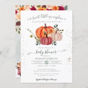 Little Pumpkin Gender Neutral Fall Baby Shower Invitation