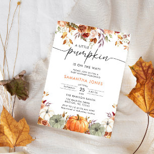 Little Pumpkin Gender Neutral Fall Baby Shower Invitation