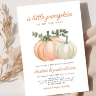 Little Pumpkin Gender Neutral Fall Baby Shower Invitation