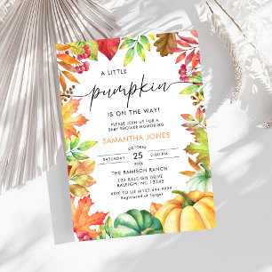 Little Pumpkin Gender Neutral Fall Baby Shower Invitation