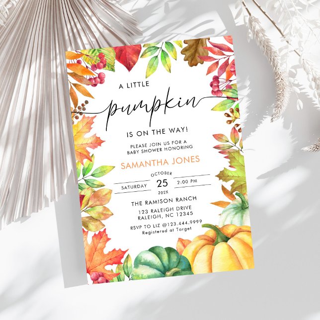 Little Pumpkin Gender Neutral Fall Baby Shower  Invitation (Creator Uploaded)
