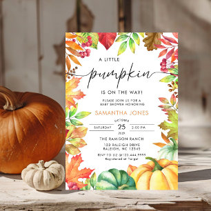 Little Pumpkin Gender Neutral Fall Baby Shower Invitation