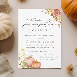 Little Pumpkin Gender Neutral Fall Baby Shower Invitation