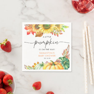 Little Pumpkin Gender Neutral Fall Baby Shower Napkins