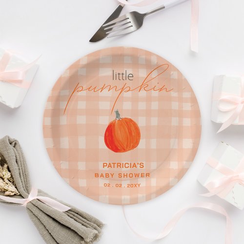 Little Pumpkin Gender Neutral Fall Baby Shower Paper Plates