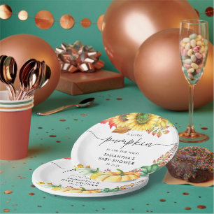 Little Pumpkin Gender Neutral Fall Baby Shower Paper Plates