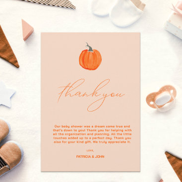 Little Pumpkin Gender Neutral Fall Baby Shower Thank You Card