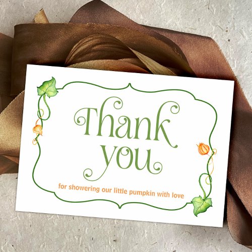 Little Pumpkin Gender Neutral Fall Baby Shower Thank You Card