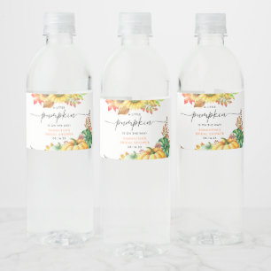 Little Pumpkin Gender Neutral Fall Baby Shower Water Bottle Label