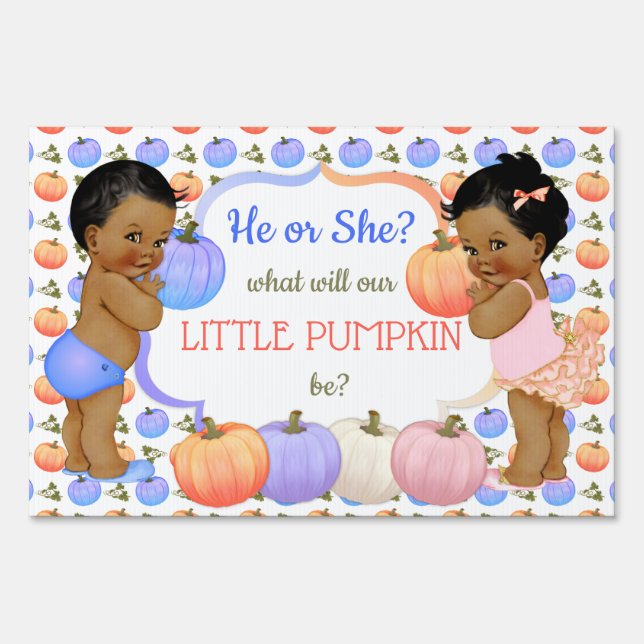Little Pumpkin Gender Reveal Dark Tone Sign (Front)