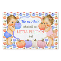 Little Pumpkin Gender Reveal Light Blonde Sign