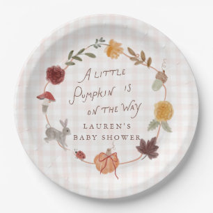 Little Pumpkin Gingham Baby Shower Paper Plates