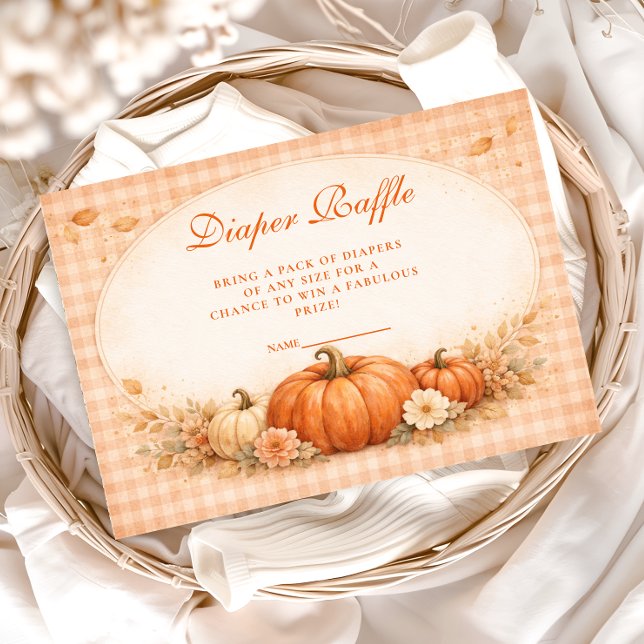 Little Pumpkin Gingham Fall Diapper Raffle Enclosure Card (Creator Uploaded)