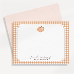 Little Pumpkin Gingham Nursery Note Card