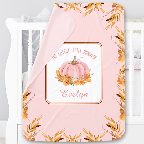 Little Pumpkin Girl Baby Blanket Name Text