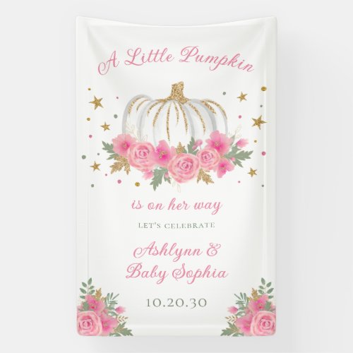 Little Pumpkin Girl Baby Shower Banner