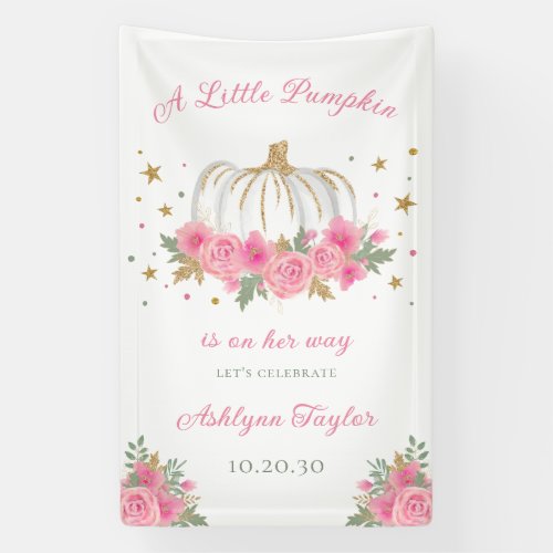 Little Pumpkin Girl Baby Shower Banner