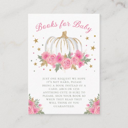 Little Pumpkin Girl Baby Shower Books for Baby Enclosure Card