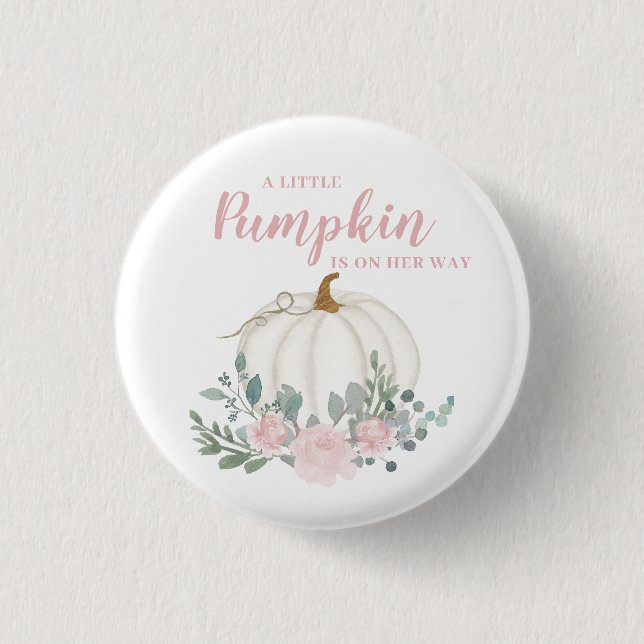 Little Pumpkin Girl Baby Shower  Button (Front)