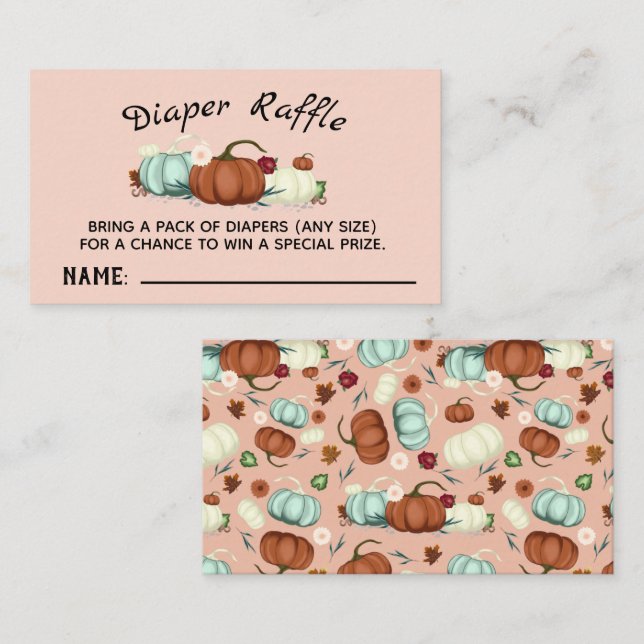 Little Pumpkin Girl Baby Shower Diaper Raffle Card (Front/Back)