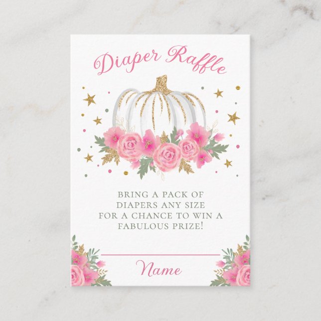 Little Pumpkin Girl Baby Shower Diaper Raffle Enclosure Card (Front)