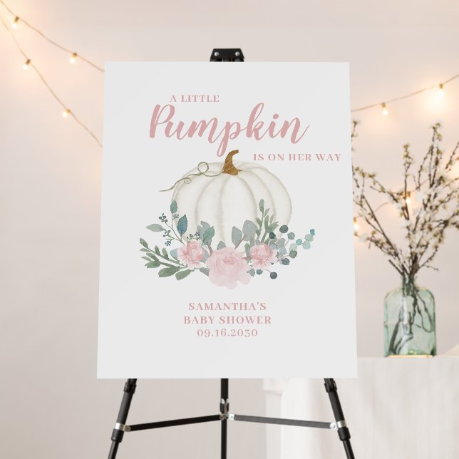 Little Pumpkin Girl Baby Shower  Foam Board (In Situ (Stand))