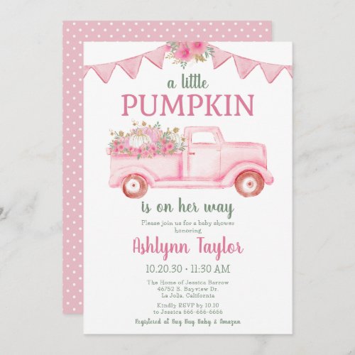 Little Pumpkin Girl Baby Shower Invitation