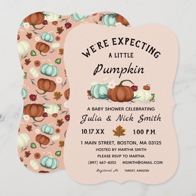 Little Pumpkin Girl Baby Shower Invitation (Front/Back)