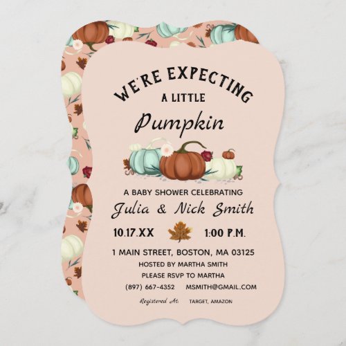 Little Pumpkin Girl Baby Shower Invitation