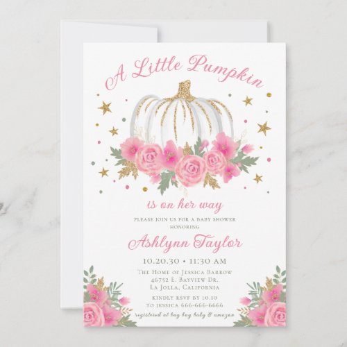 Little Pumpkin Girl Baby Shower Invitation