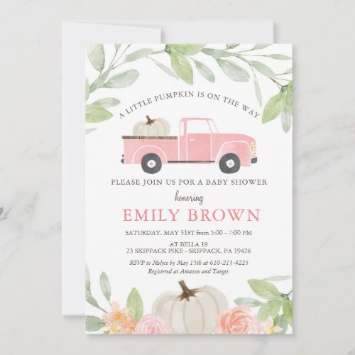 Little PUMPKIN GIRL BABY SHOWER INVITATIONS