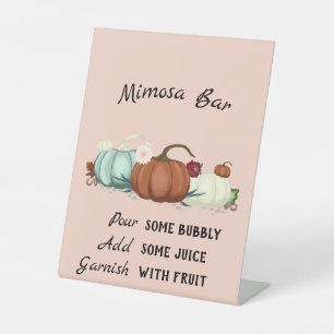Little Pumpkin Girl Baby Shower Mimosa Bar Pedestal Sign