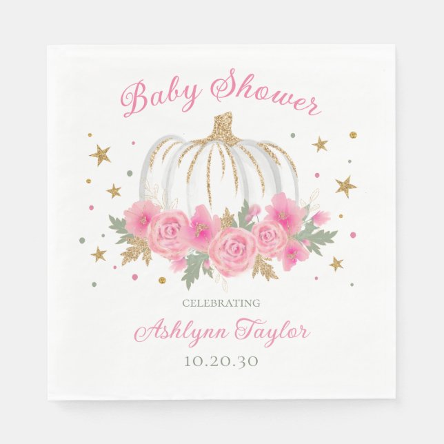 Little Pumpkin Girl Baby Shower Napkins (Front)