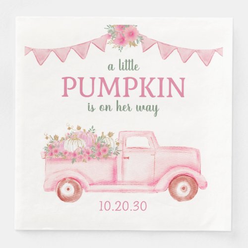 Little Pumpkin Girl Baby Shower Napkins