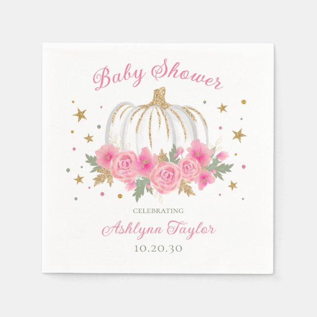 Little Pumpkin Girl Baby Shower Napkins (Front)